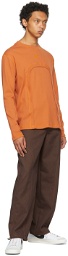 Phlemuns Orange Backless Long Sleeve T-Shirt