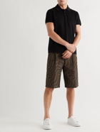 FENDI - Pleated Logo-Jacquard Canvas Shorts - Brown
