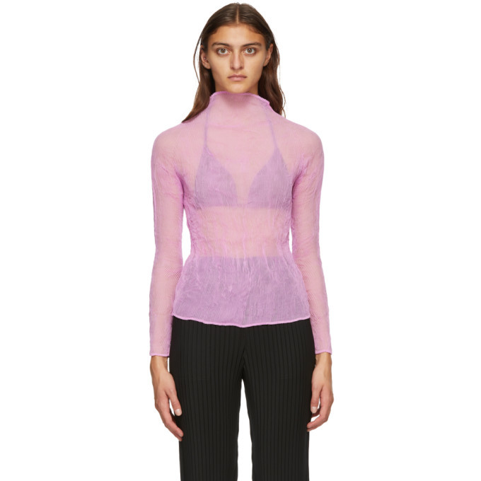 Issey Miyake Pink Chiffon Twist Blouse Issey Miyake Men