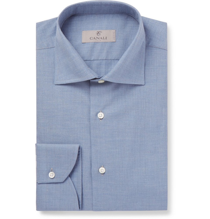 Photo: Canali - Herringbone Cotton Shirt - Men - Blue