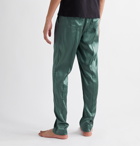 TOM FORD - Velvet-Trimmed Stretch-Silk Satin Pyjama Trousers - Green