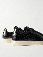 TOM FORD - Warwick Croc-Effect Patent-Leather Sneakers - Black