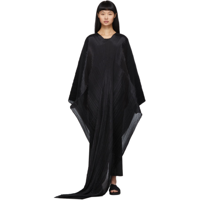 Pleats Please Issey Miyake Black Basic Madame-T Shawl