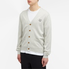 Maison Kitsuné Men's Bold Fox Head Patch Cardigan in Light Grey Melange