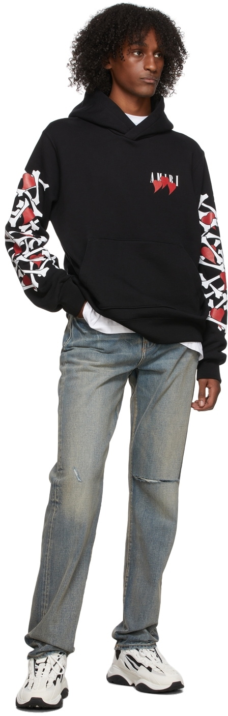 AMIRI Black Three Heart Bones Hoodie Amiri