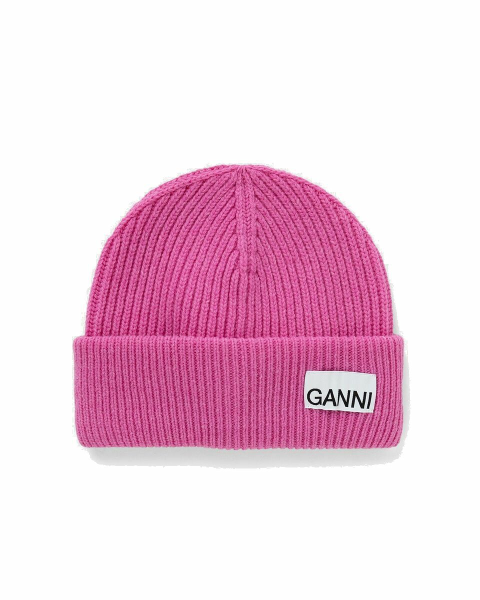 Photo: Ganni Light Structured Rib Knit Beanie Pink - Womens - Beanies