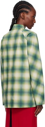 AO Yes Green Stand Collar Printed Shirt