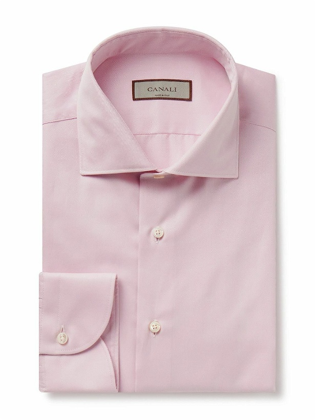 Photo: Canali - Slim-Fit Cutaway-Collar Cotton-Twill Shirt - Pink