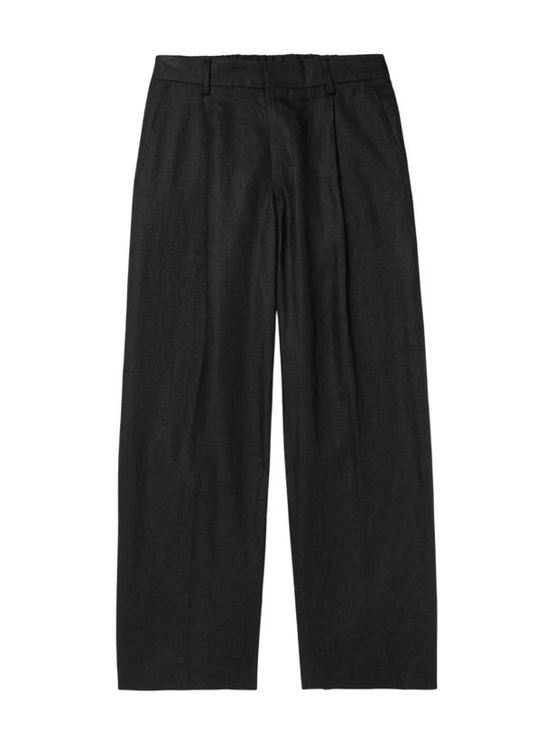 Photo: NN07 - Kay 1454 Straight-Leg Pleated Linen Trousers - Black