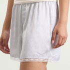 SKIMS Women's Woven Shine Boxer With Lace in Silver Stripe