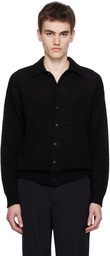 AURALEE Black Spread Collar Cardigan