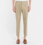 Sandro - Cropped Tapered Stretch-Cotton Gabardine Trousers - Men - Beige