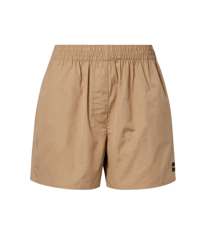 Photo: Miu Miu Logo cotton poplin shorts