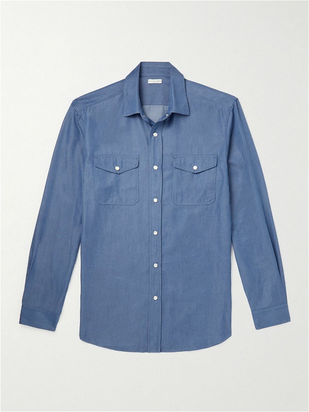 Photo: Caruso - Cotton-Chambray Shirt - Blue