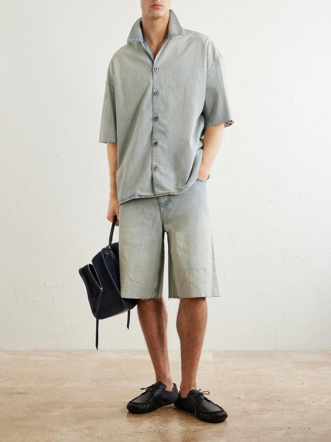 LOEWE - Camp-Collar Denim Shirt - Blue