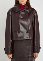 Joseph Blaise Cropped Leather Jacket Plum