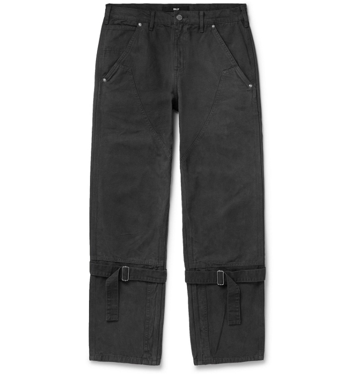 Photo: BILLY - Charcoal Buckled Cotton-Canvas Trousers - Gray