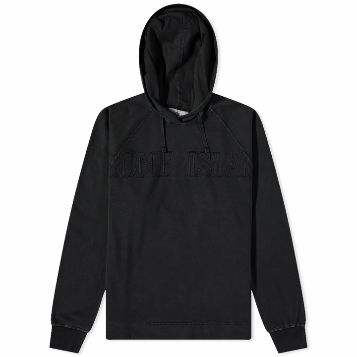 Photo: Stone Island Men's Embroided Logo Popover Hoody in Black