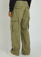 Cherry Los Angeles Paint-effect Wide-leg Cargo Trousers Green