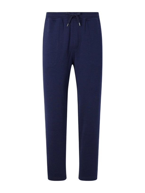 Photo: Brunello Cucinelli - Tapered Cotton, Cashmere and Silk-Blend Jersey Sweatpants - Blue