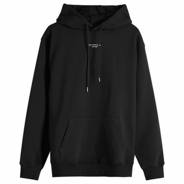 Photo: Drôle de Monsieur Men's Centre Slogan Logo Hoodie in Black