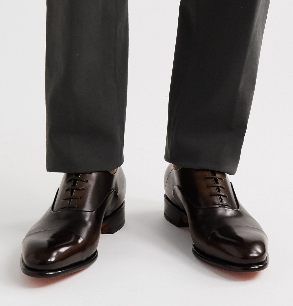 santoni brown dress shoes dark brown leather Derby shoe main image 0