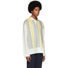 Homme Plisse Issey Miyake White and Yellow Stripe Press Shirt