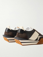 TOM FORD - James Rubber-Trimmed Leather, Suede and Nylon Sneakers - Brown