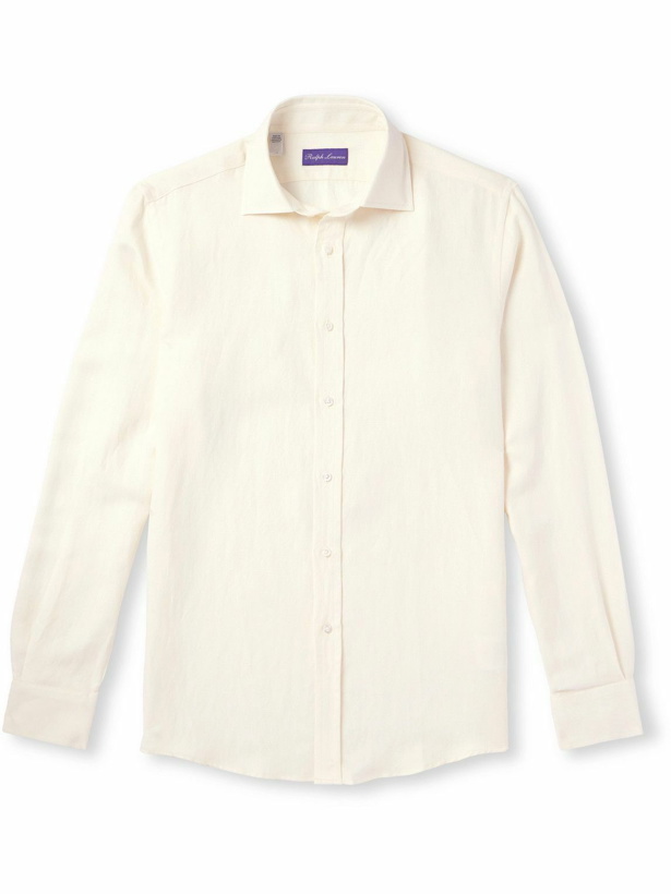 Photo: Ralph Lauren Purple label - Cutaway-Collar Silk and Linen-Blend Shirt - Neutrals