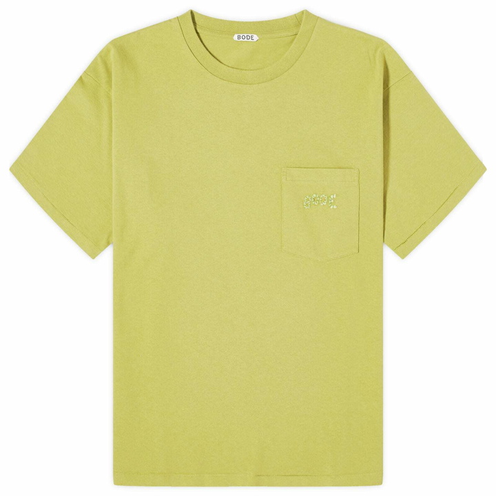 Photo: BODE Men's Embroidered Pocket T-Shirt in Green