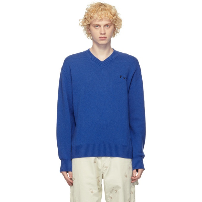 Photo: Off-White Blue Cashmere Logo Sweater