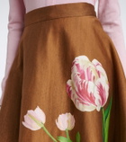 Oscar de la Renta Floral cotton-blend midi skirt