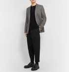 AMI - Tapered Cropped Pleated Cotton-Gabardine Trousers - Black