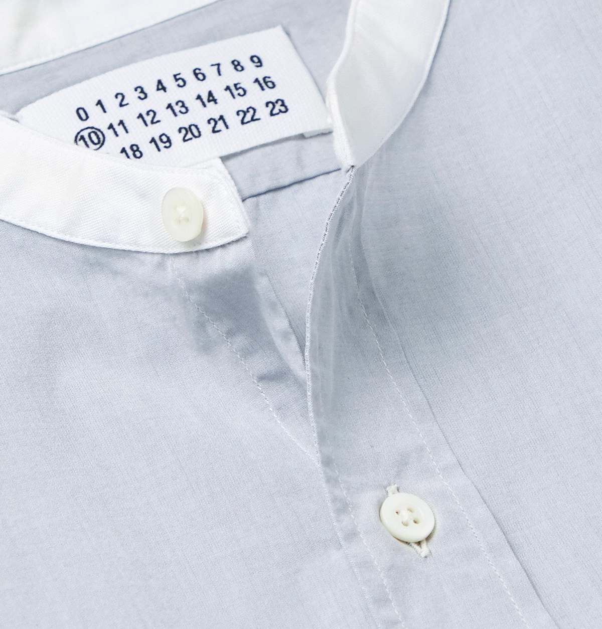 Maison Margiela - Grandad-Collar Embroidered Cotton-Poplin Shirt - Gray