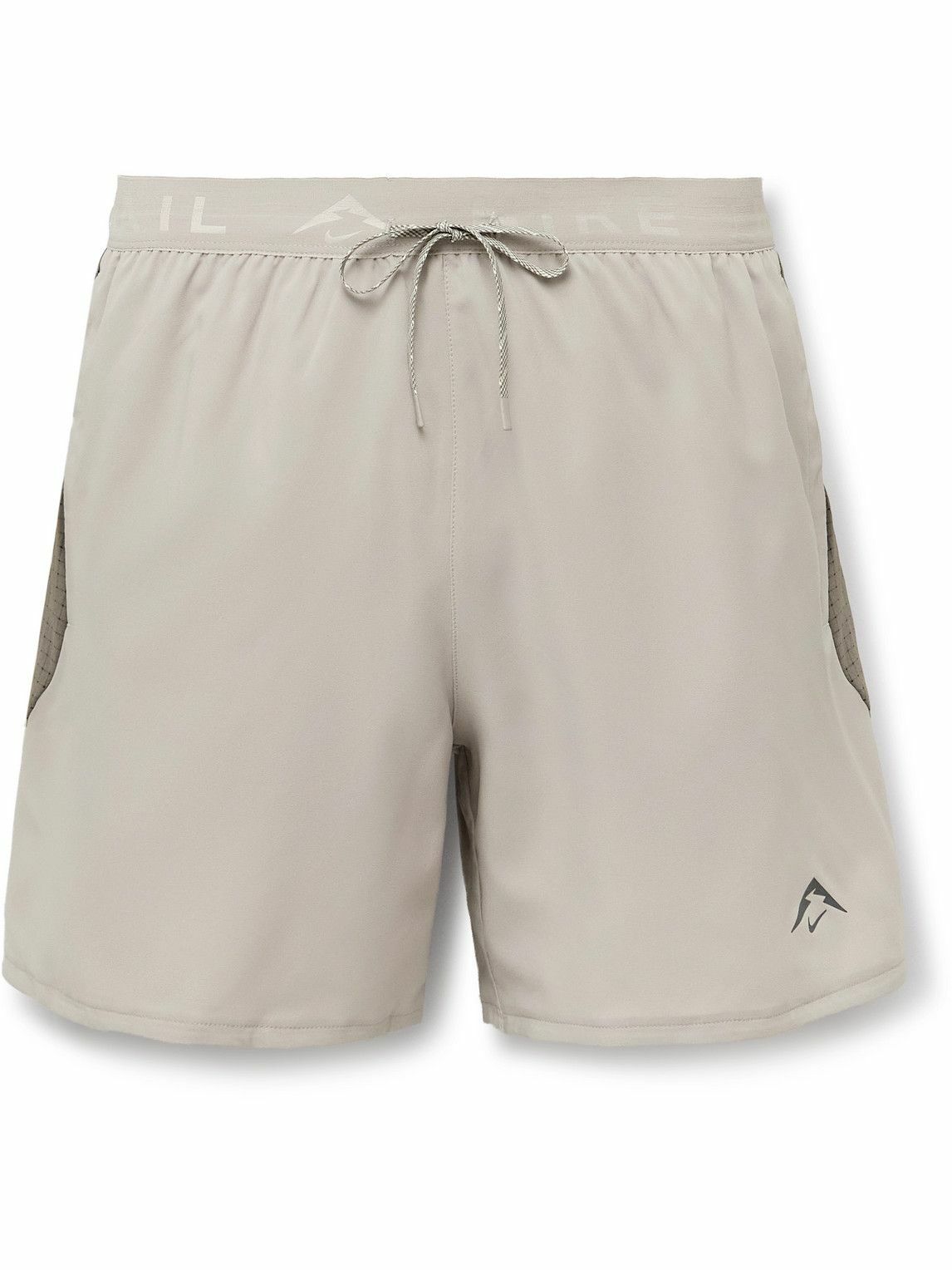 NIKE RUNNING - Trail Straight-Leg Ripstop-Trimmed Dri-FIT Drawstring Shorts - Gray