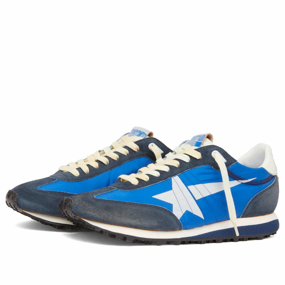 Golden Goose Men's Running Marathon Nylon Suede Sneaker in Royal Blue/Dark Blue/White