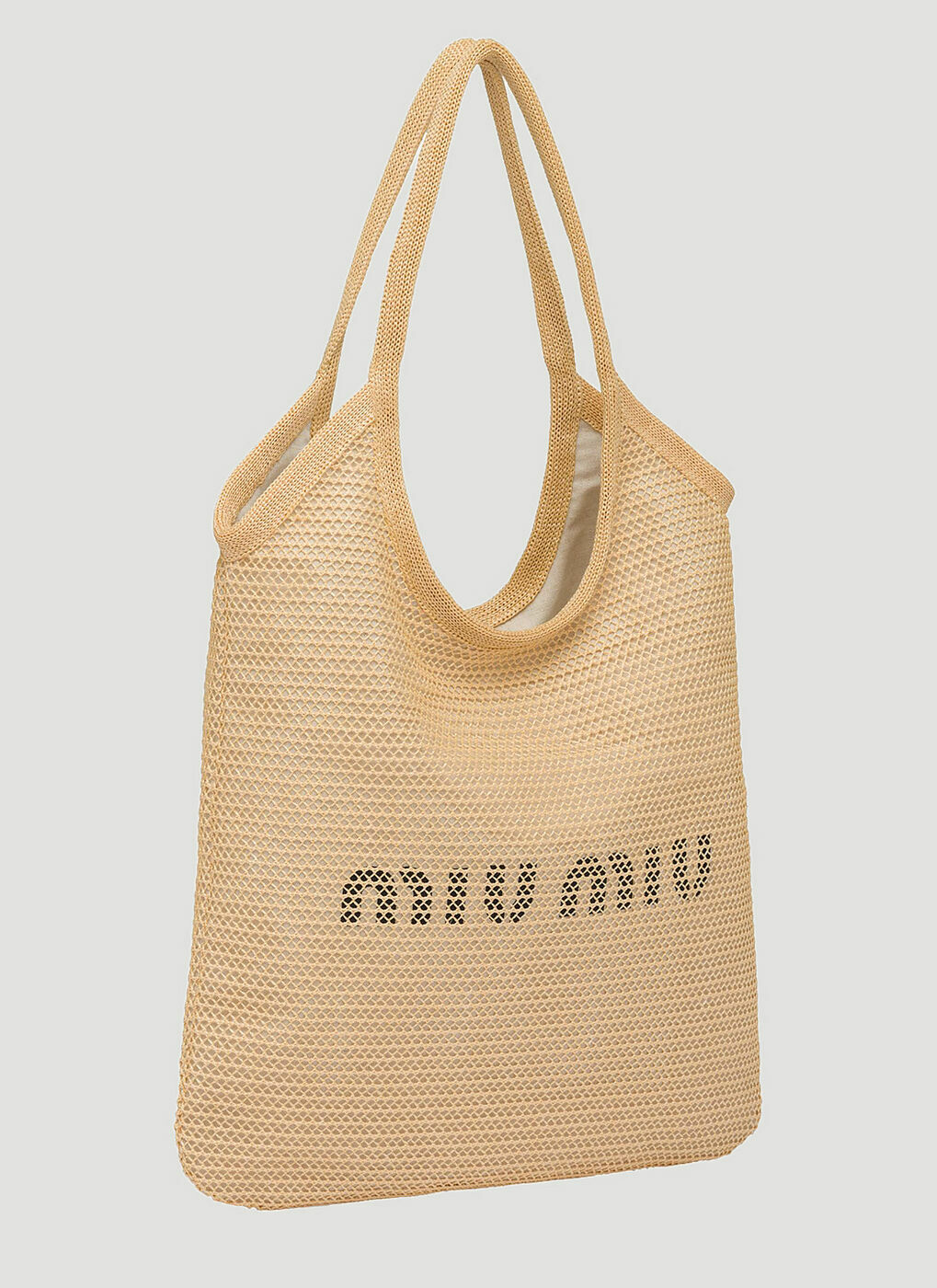 【MIU MIU】LOGO TOTE BAG Miu Miu logo-print Tote Bag | Neutrals | FARFETCH
