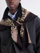 KAPITAL - Fringed Printed Gauze Scarf - Brown