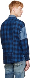 FDMTL Blue Plaid Patchwork Shirt