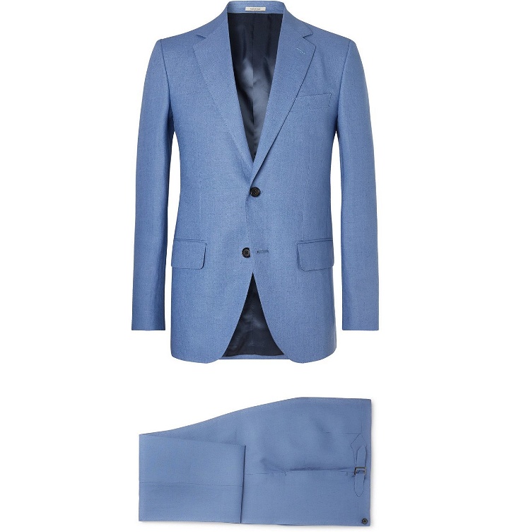 Photo: Husbands - Blue Slim-Fit Linen Suit - Blue