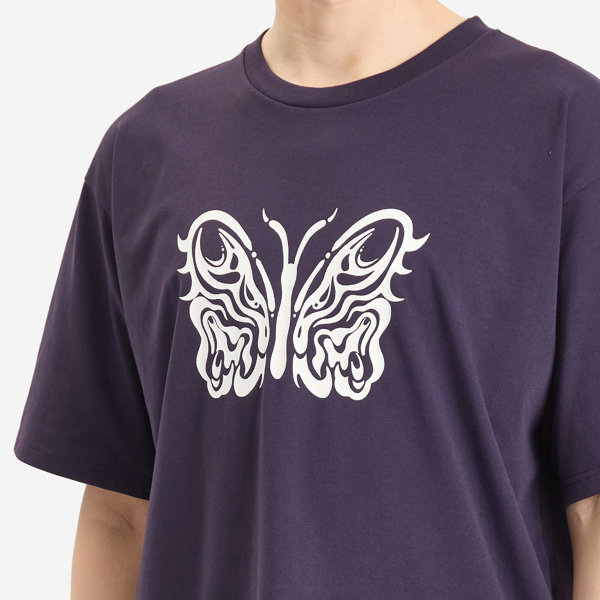 Needles Men's x Kae Tanaka Papillion T-Shirt in Eggplant Needles