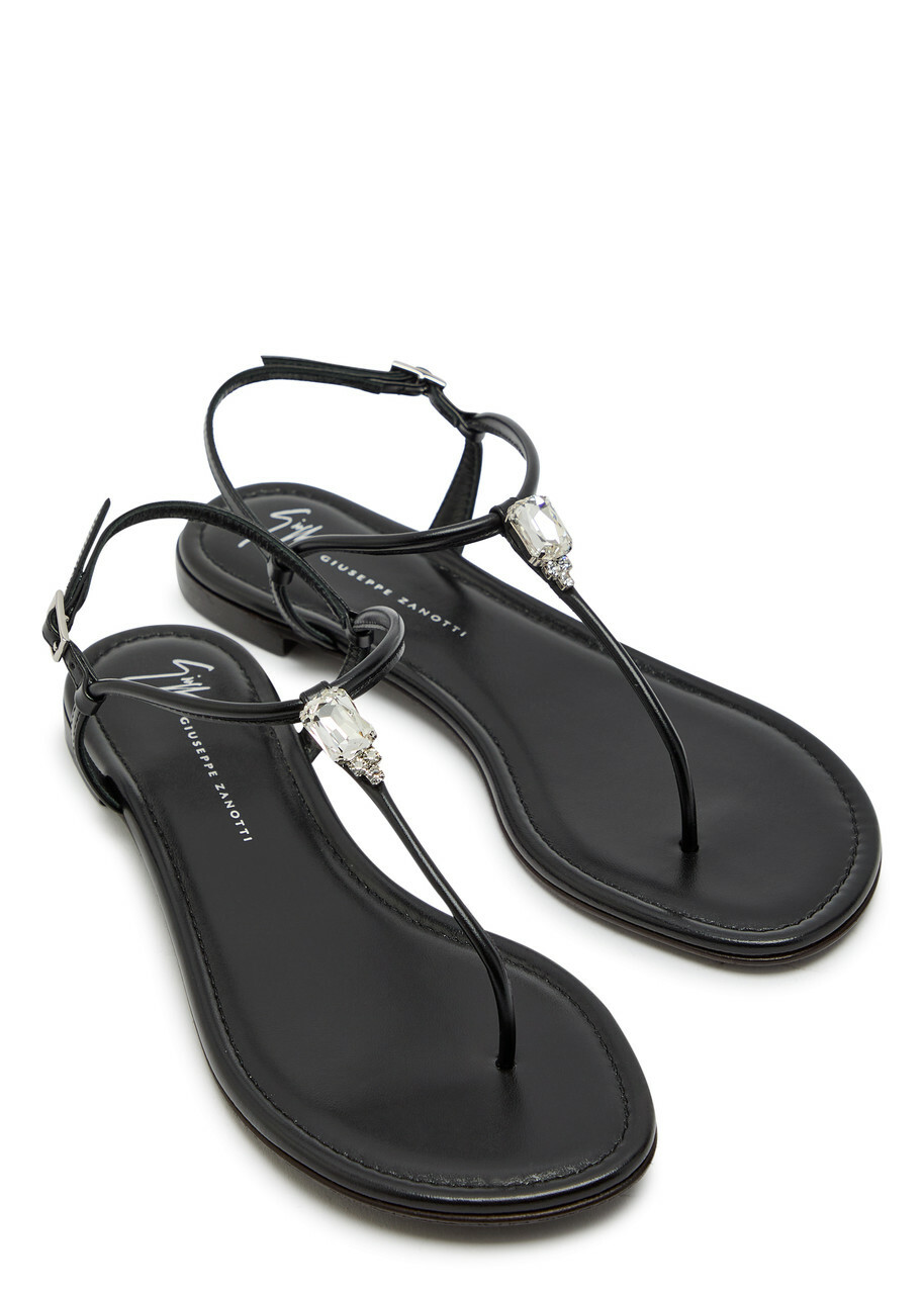 Giuseppe Zanotti Hobby 10 Crystal-embellished Leather Sandals Black