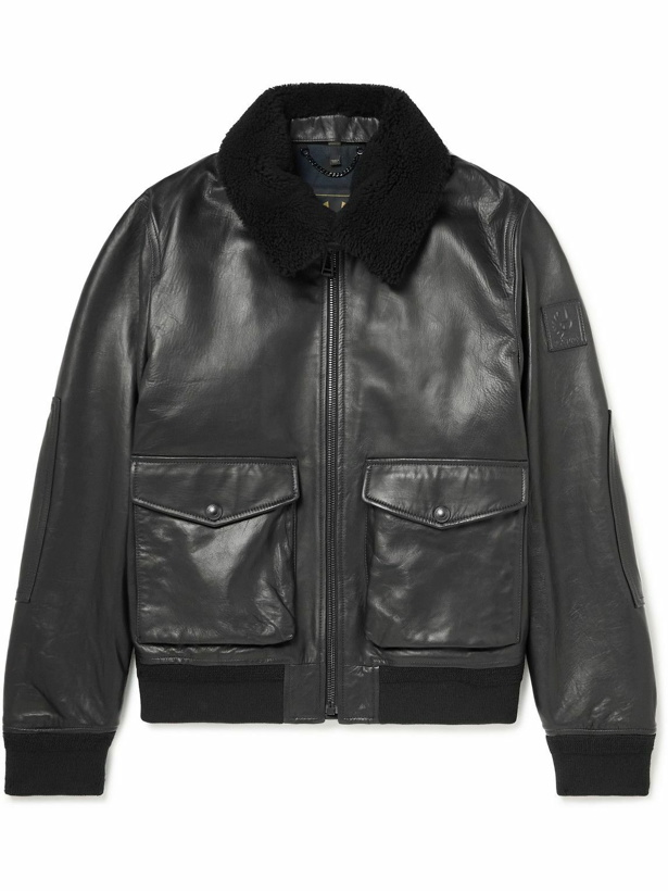 Photo: Belstaff - Chart Shearling-Trimmed Leather Jacket - Black