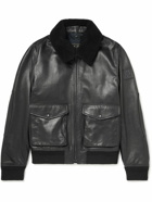 Belstaff - Chart Shearling-Trimmed Leather Jacket - Black