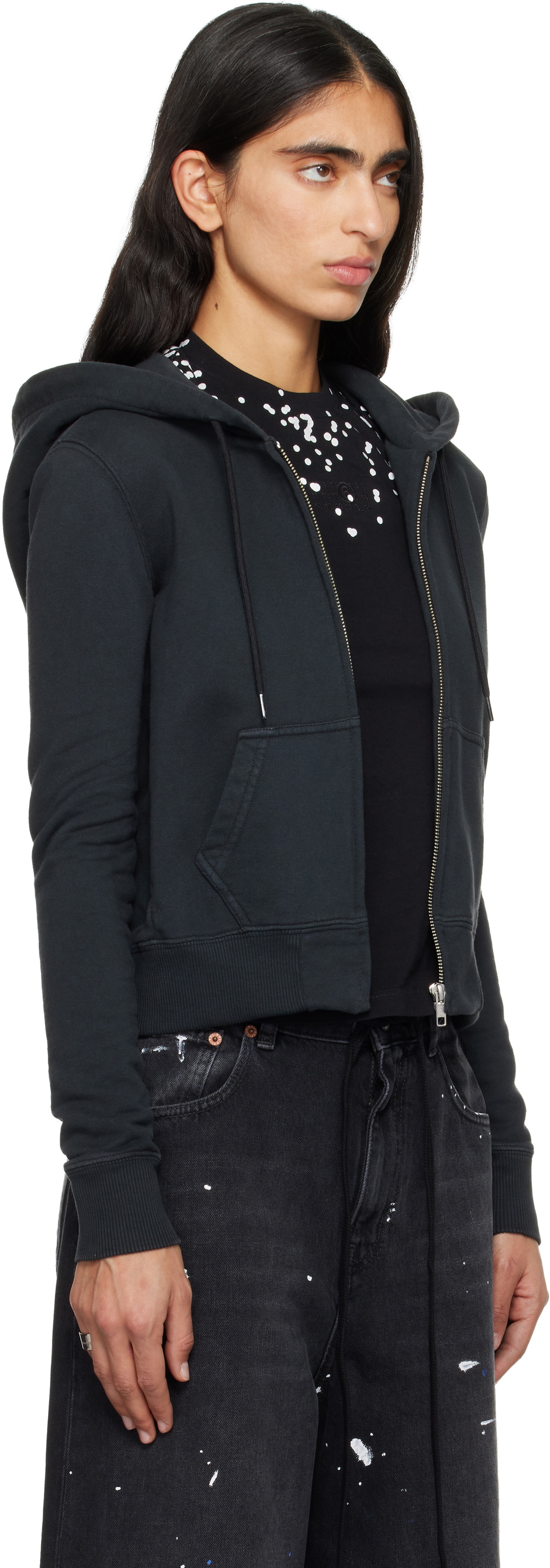 MM6 Maison Margiela Black Unbrushed Hoodie