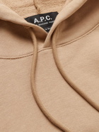 A.P.C. - Logo-Print Cotton-Jersey Hoodie - Neutrals