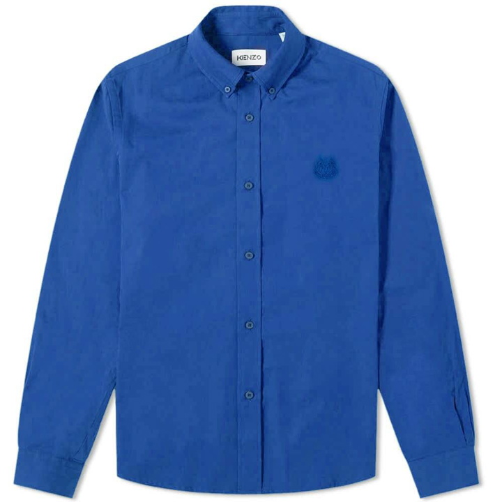 Photo: Kenzo Men's Tiger Crest Button Down Shirt in Electric Blue