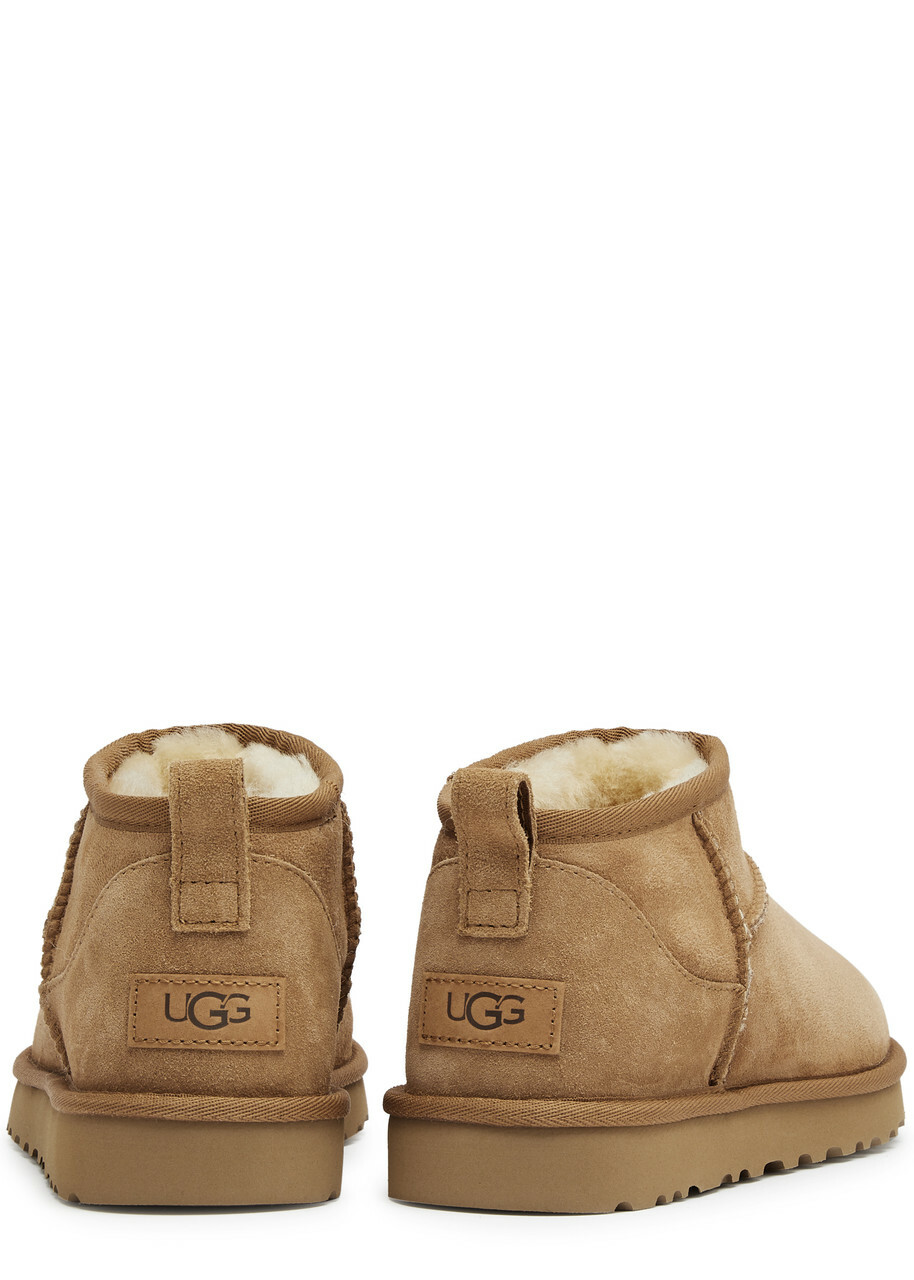 Ugg Classic Ultra Mini Suede Ankle Boots, Ankle Boots, Rubber Outsole TAN