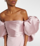 Solace London Floris satin-trimmed off-shoulder gown