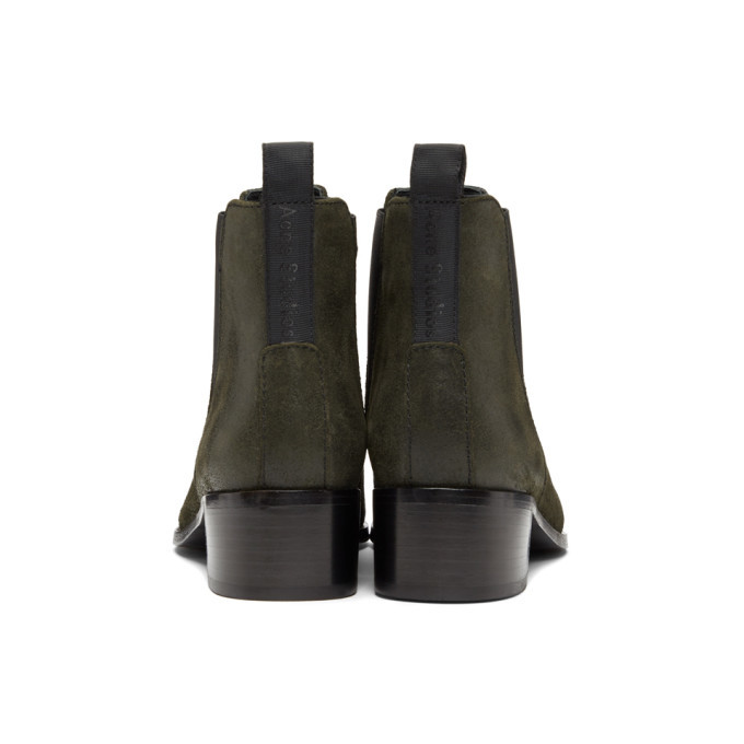 Acne Studios Green Suede Jensen Boots Acne Studios